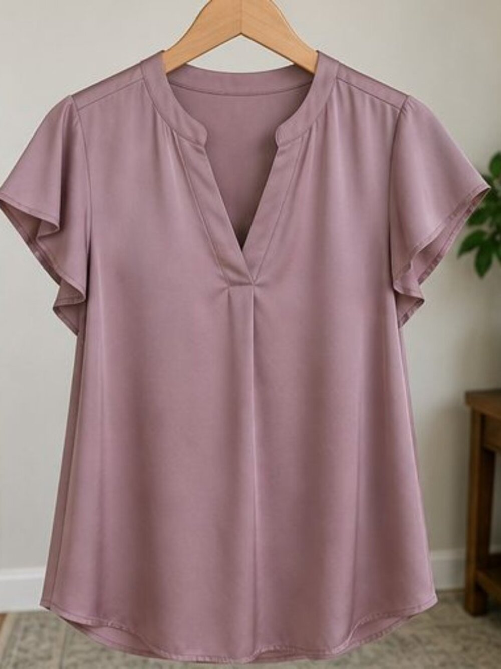 Mauve V Neck Top
